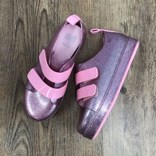 Mini Melissa Size 3 Youth Pink Glitter Shoes